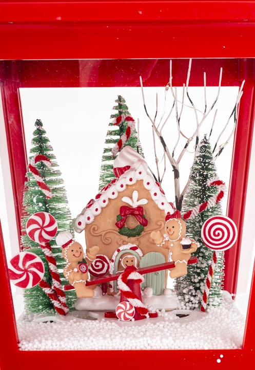 LATARNIA DEKORACJA Z POZYTYWKĄ LED ŚWIĄTECZNY DOM OGRÓD BOŻE NARODZENIE