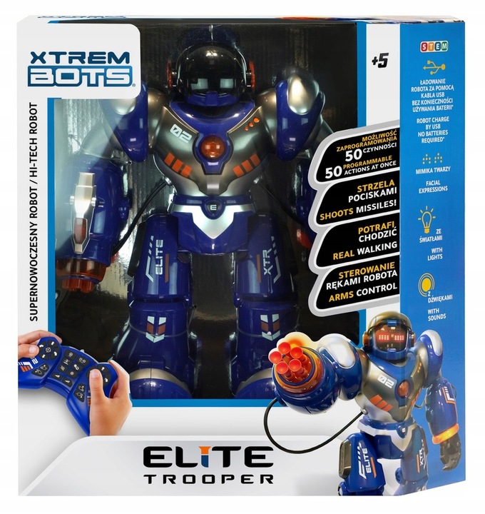 TmToys XTREM BOTS ELITE TROOPER Robot do nauki programowania Z AKUMULATOREM
