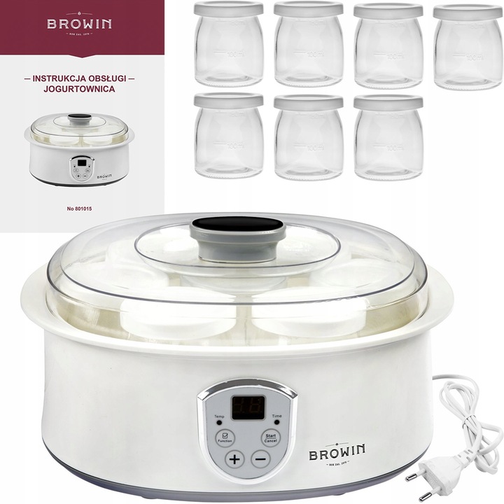 JOGURTOWNICA TERMOSTAT + SŁOIKI 20W 801015 BROWIN