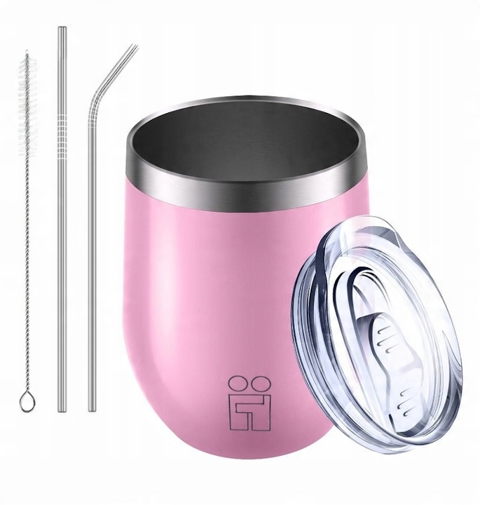 KUBEK TERMICZNY ZE SŁOMKĄ i POKRYWKĄ NA KOKTAJL WINO KAWĘ YERBA MATE 360ml