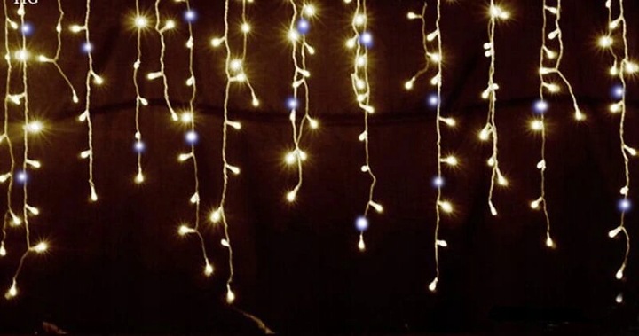 Kurtyna świąteczna 1000LED 40m sopelki BIAŁA CIEPŁA + FLASH