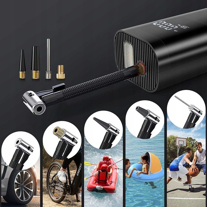 KOMPRESOR SAMOCHODOWY POMPKA DO ROWERU AKUMULATOR 6000 MAH