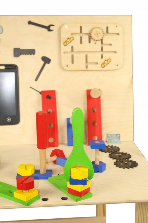 Drewn warsztat majsterkowicz tablet kłódka skrzynka 24 elementy + IMADŁO !!