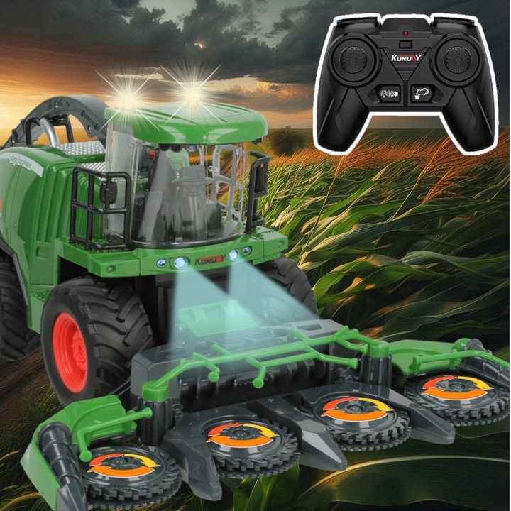 Zdalnie Sterowany Kombajn Ruchome Elementy Świeci DYM Prezent dla 5 6 Latka