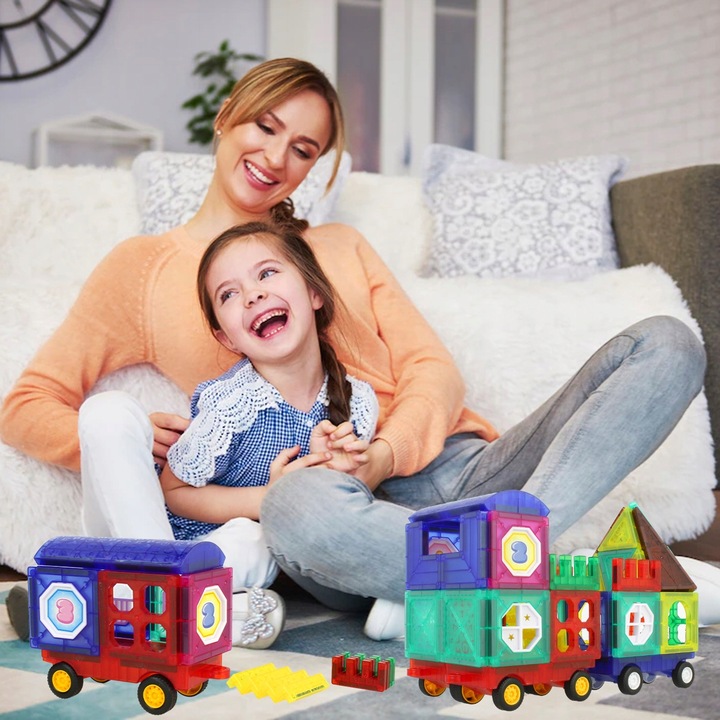 KLOCKI MAGNETYCZNE 3D Edukacyjne DUŻE PANELE Konstrukcyjne ZESTAW 72 el.