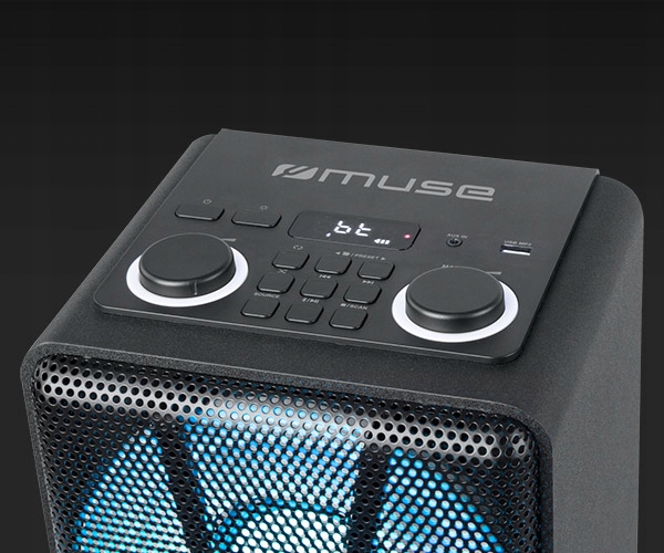 GŁOŚNIK BLUETOOTH PRZENOŚNY PODŚWIETLENIE LED PARTY BOX MUSE M-1805DJ