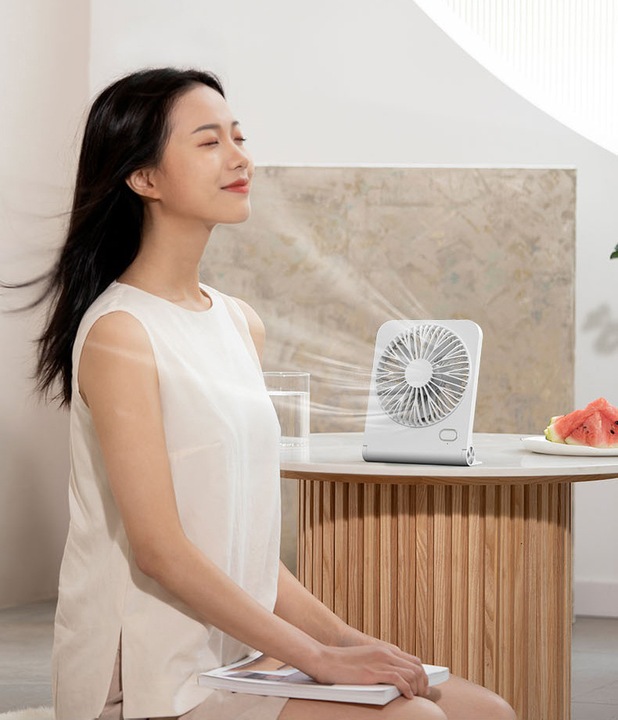 Wiatrak Wentylator Biurkowy Mini Wentylator Biurkowy USB 3 Prędkości Biały