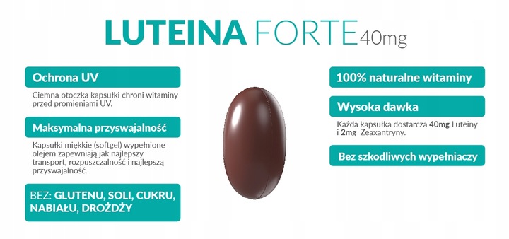 LUTEINA MAX 40mg NATURALNA OCZY WZROK 60 KAPSUŁEK