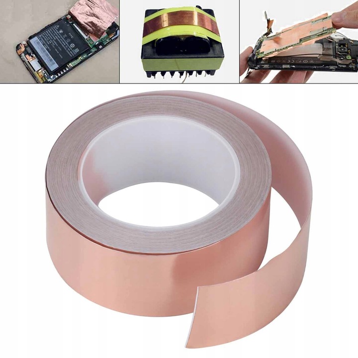 TAŚMA MIEDZIANA ODSTRASZAJĄCA ŚLIMAKI PRZECIW ŚLIMAKOM SAMOPRZYLEPNA 25M