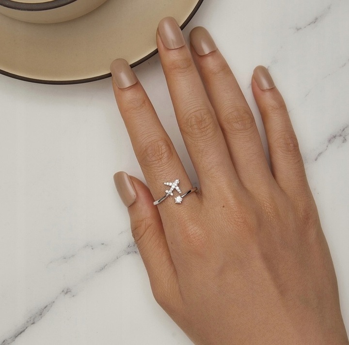 Pierścionek srebro regulowany SAMOLOT s925+pudełko