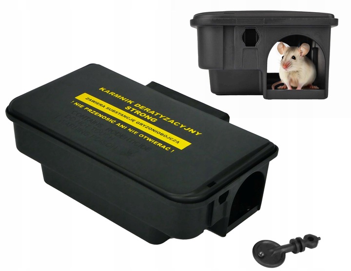 4X DUŻY KARMNIK NA TRUTKĘ STACJA DERTYZACYJNA NA MYSZY SZCZURY Z NADRUKIEM