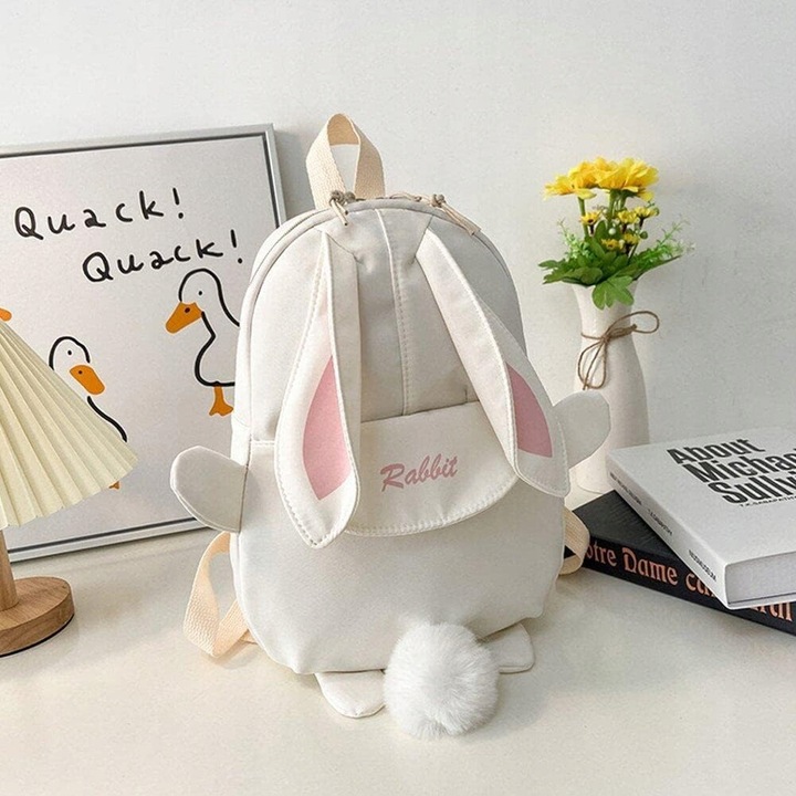 PLECAK DLA DZIECI KRÓLIK Z USZAMI - Biały (kremowy)