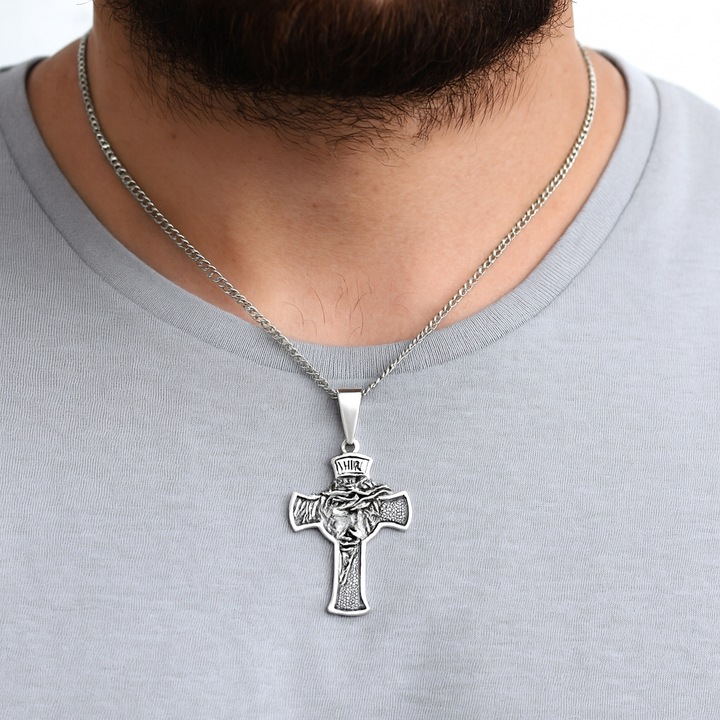 KRZYŻ SREBRNY CHRYSTUS SREBRO PRÓBA 925 OKSYDOWANY DO ŁAŃCUSZKÓW MĘSKICH