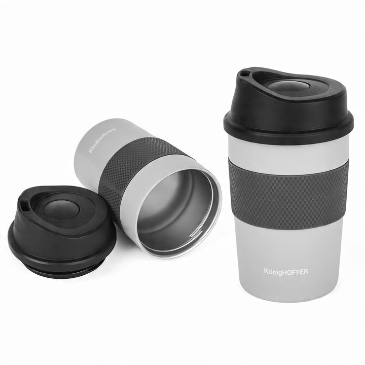 KUBEK TERMICZNY do KAWY Herbaty na WYNOS Biały Konighoffer Elliot 330 ml