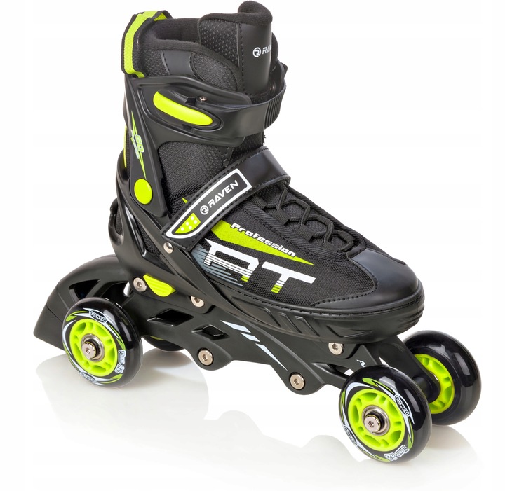 Rolki Wrotki 3w1 Regulowane RAVEN Profession Black/Lime 31-35