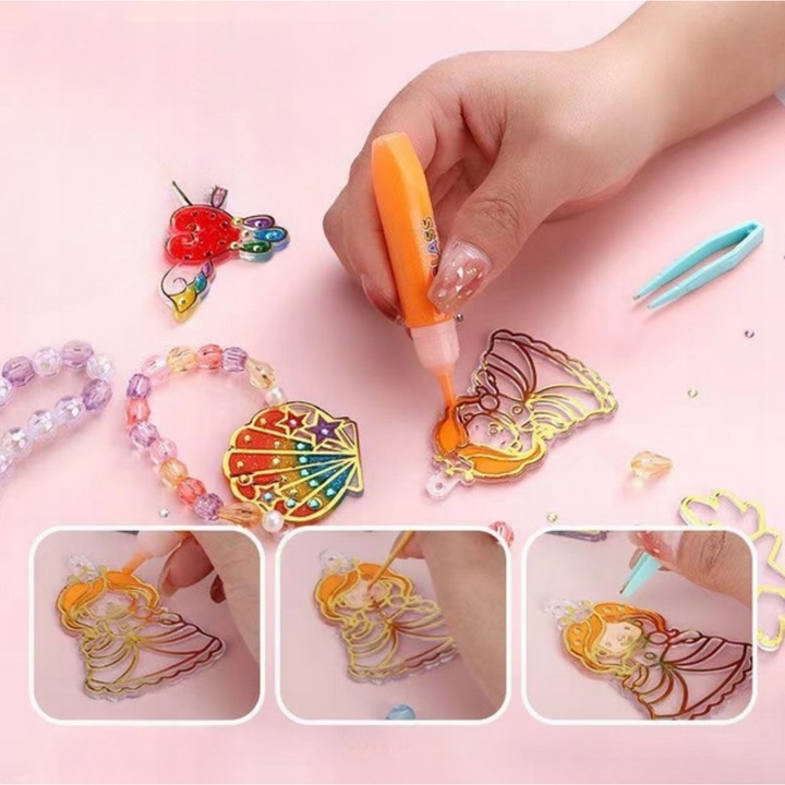 ZESTAW DO ROBIENIA BRELOCZKÓW dla dzieci DIY breloczki 12 szablonów 12 farb