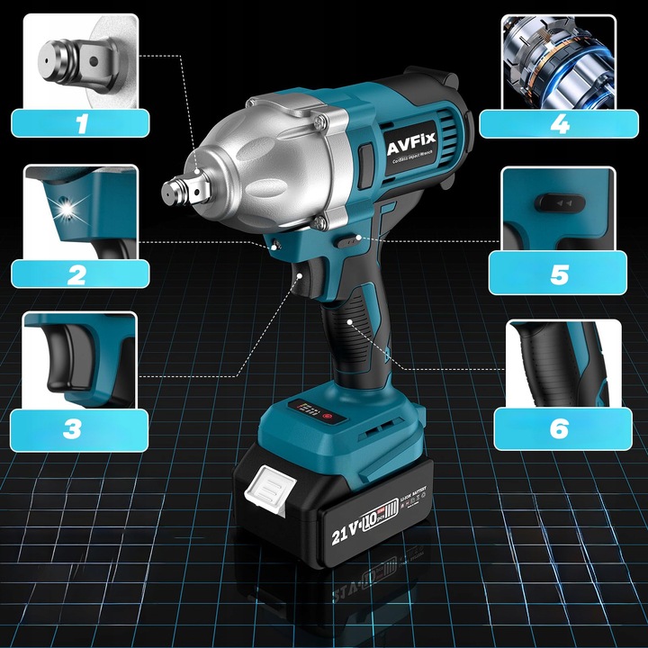 Klucz Udarowy Akumulatorowy do KÓŁ 21V 1/2'' AKU 4.0Ah