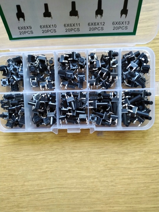 Zestaw przycisków tact switch mikroswitch 200 szt