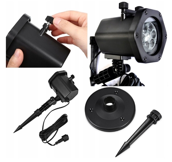 WODOODPORNY PROJEKTOR LEDOWY OGRODOWY REFLEKTOR IP65 + 12 SLAJDÓW