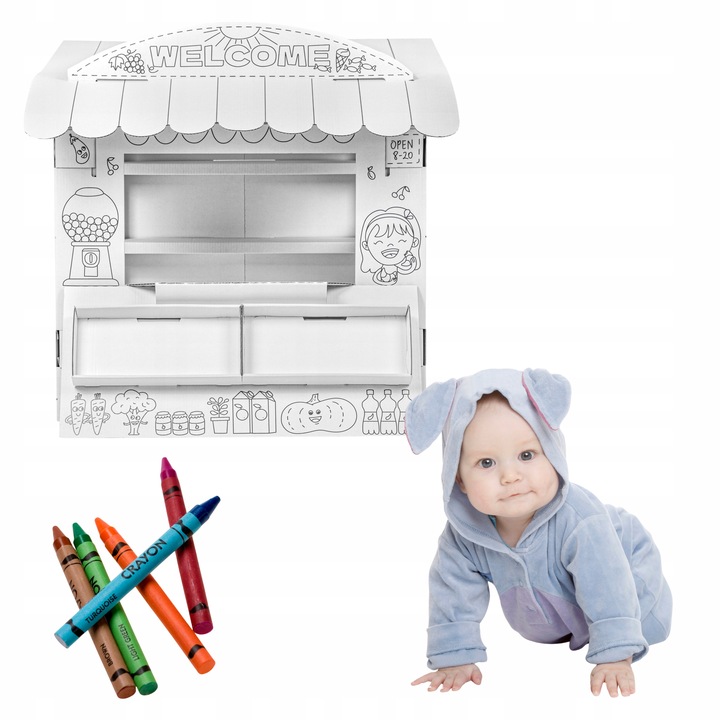 Stragan Handlowy - Zabawka z Tektury ,papieru Handlowy Dla Dzieci Do Zabawy