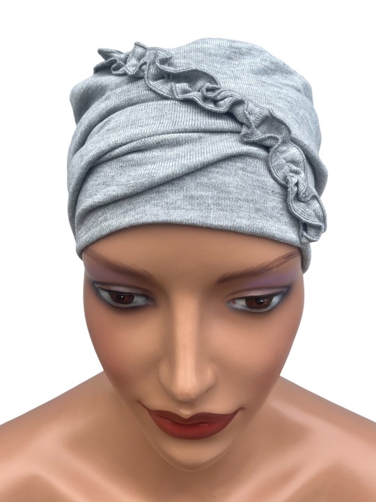 Turban damski KALINA szary z wiskozy sweterkowej także po chemioterapii