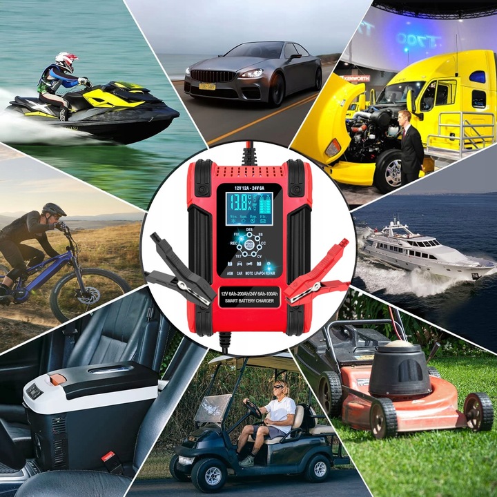 Prostownik SAMOCHODOWY AUTOMATYCZNY Z FUNKCJĄ NAPRAWY AKUMULATORÓW 12V 24V