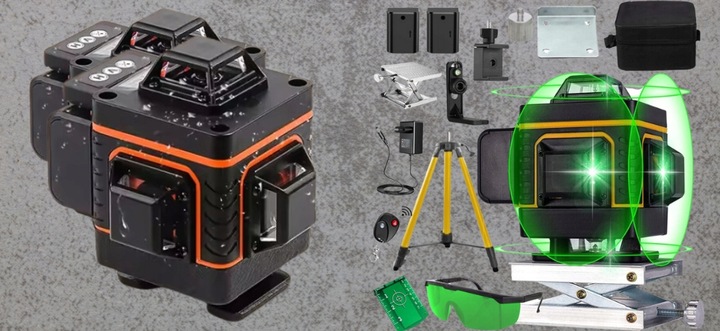 POZIOMICA LASEROWA BLOKADA WAHADŁA 360 LASER KRZYŻOWY DUŻY STATYW +BATERIE