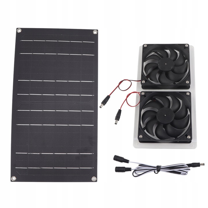 WENTYLATOR 12V + PANEL SOLARNY SŁONECZNY 100W USB