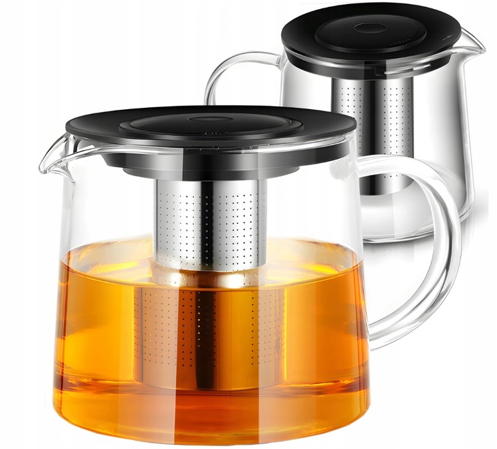 SZKLANY DZBANEK ZAPARZACZ DO HERBATY ZIÓŁ STALOWE SITKO 1,5L
