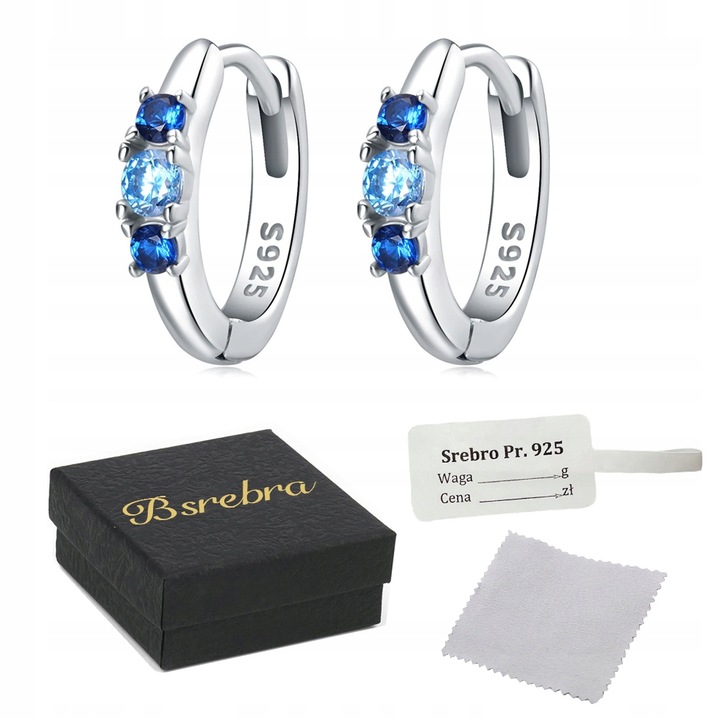 Kolczyki Srebrne PRÓBA 925 KOŁA OBRĘCZE SREBRO Kółka z Cyrkoniami Damskie