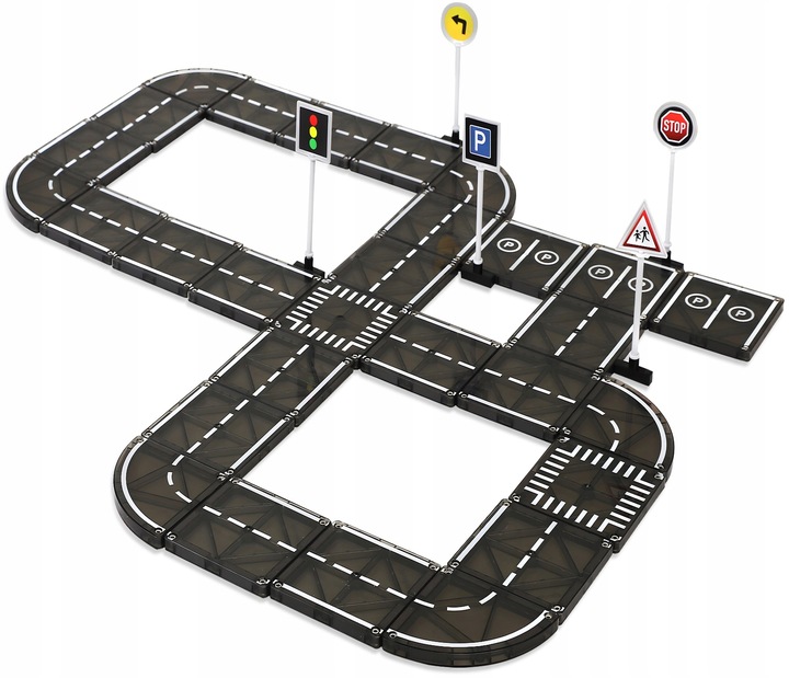 KLOCKI MAGNETYCZNE TOR SAMOCHODOWY DROGA ZE ZNAKAMI 50 ELEMENTÓW PLAYMAGS