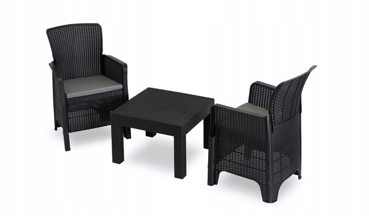 Zestaw Meble Ogrodowe Technorattan Na Taras Ogród Komplet Czarne FRESNO