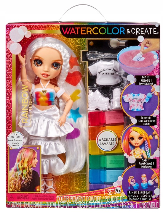 RAINBOW HIGH WATERCOLOR & CREATE LALKA DO MALOWANIA BRĄZOWE OCZY 507598