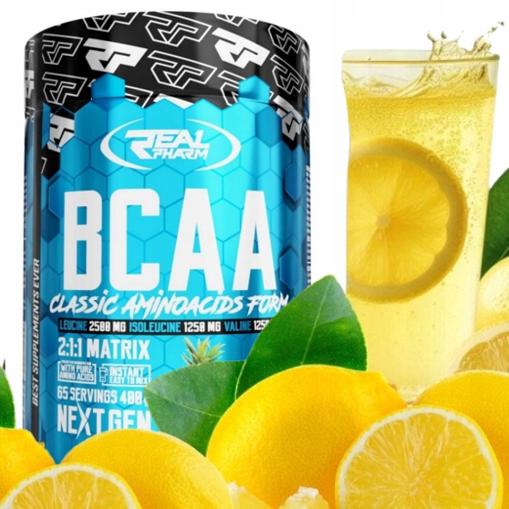 AMINOKWASY w proszku BCAA regeneracja Real Pharm BCAA instant CYTRYNA 400g