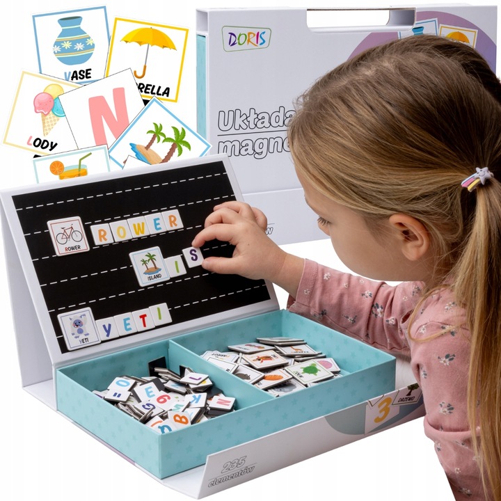 Tablica magnetyczna nauka alfabetu i matematyki litery cyfry 235 el.