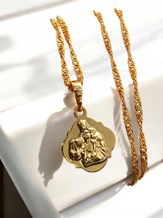 Łańcuszek komunijny medalik dwustronny SZKAPLERZ Matka Boska naszyjnik