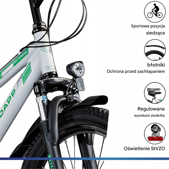 Rower Zundapp Blue 5.0 rama 17 cali, koła 24, biało - zielony