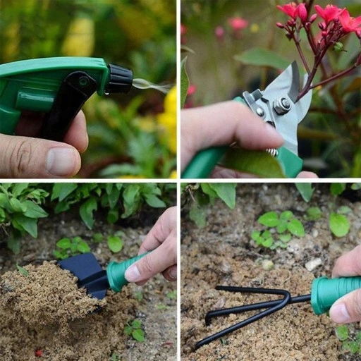 ZESTAW NARZĘDZI OGRODNICZYCH 10w1 ŁOPATKA GRABKI MOTYCZKA PAZURKI SEKATOR