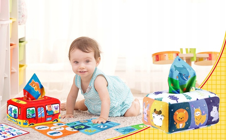 SORTER PUDEŁKO Z CHUSTECZKAMI ZWIERZĄTKA PLUSZOWE MONTESSORI SENSORYCZNE