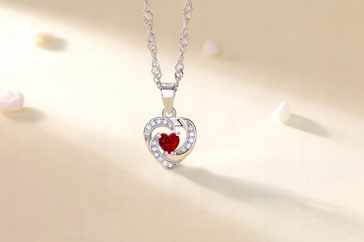 Naszyjnik srebrny 925 łańcuszek z zawieszką serce naszyjnik srebro damski