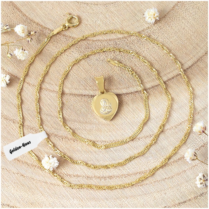 ZŁOTY ŁAŃCUSZEK I MEDALIK KOMUNIJNY SERCE MATKA BOSKA NA KOMUNIĘ CHRZEST