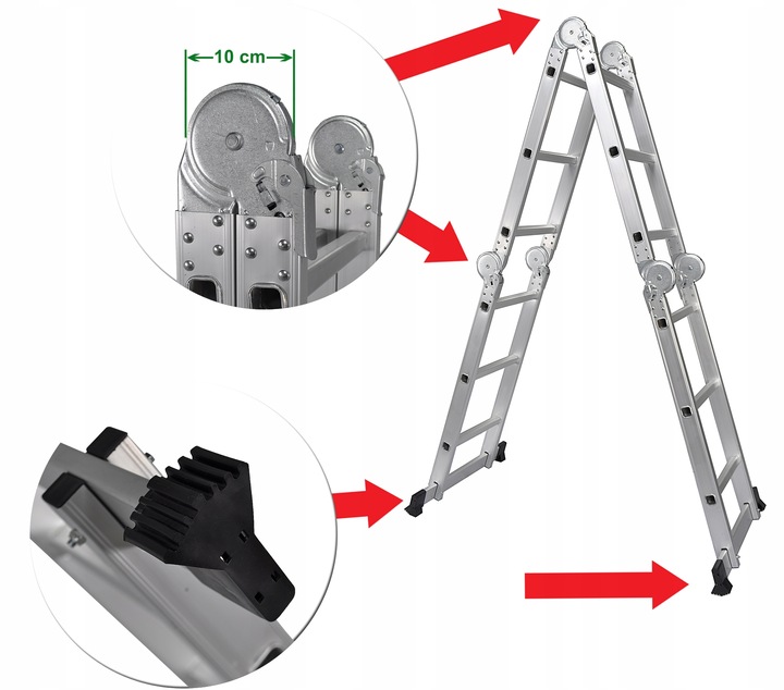 DRABINA ALUMINIOWA PRZEGUBOWA 5W1 4X3 3,5M PODEST