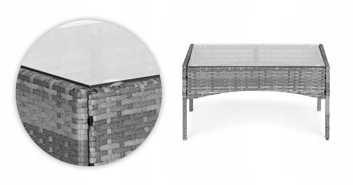 Komplet mebli ogrodowych z technorattanu ławka stolik krzesła szary MG