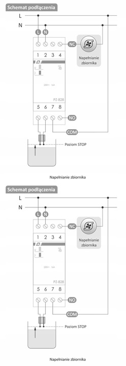 PRZEKAŹNIK POZIOMU CIECZY ZALANIA 1-STANOWY 230VAC Z SONDĄ PZ F&F PZ-828