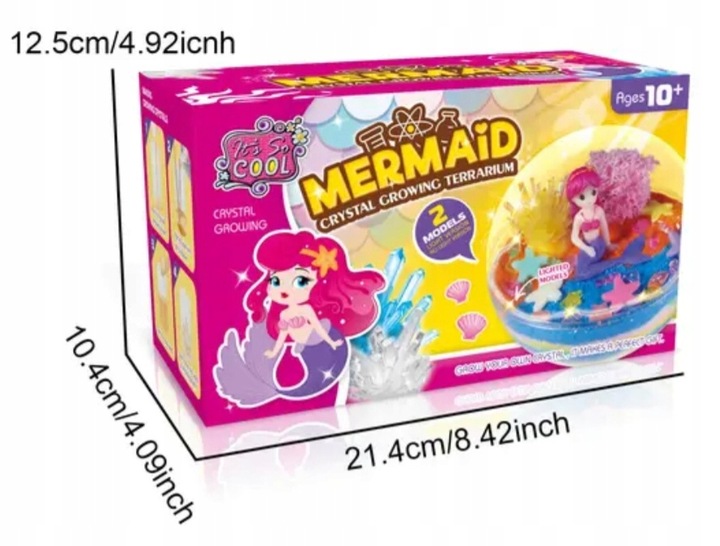 ZESTAW KREATYWNY SYRENKA MAGICZNE TERRARIUM DIY LAMPKA LED KRYSZTAŁ