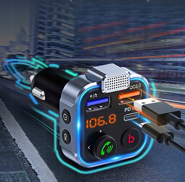 TRANSMITER FM BLUETOOTH SZYBKA ŁADOWARKA DO AUTA