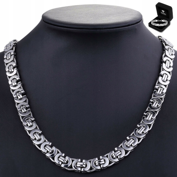 Męski ŁAŃCUSZEK SREBRNY Splot Królewski WYTRZYMAŁY Łańcuch PREZENT + GRATIS