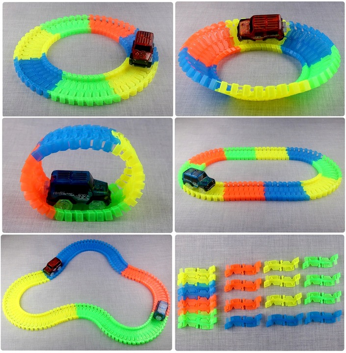 TOR WYGINANY MAGICZNY DLA DZIECI ŚWIECĄCE AUTA SAMOCHODZIKI 360 EL KOLEJKA