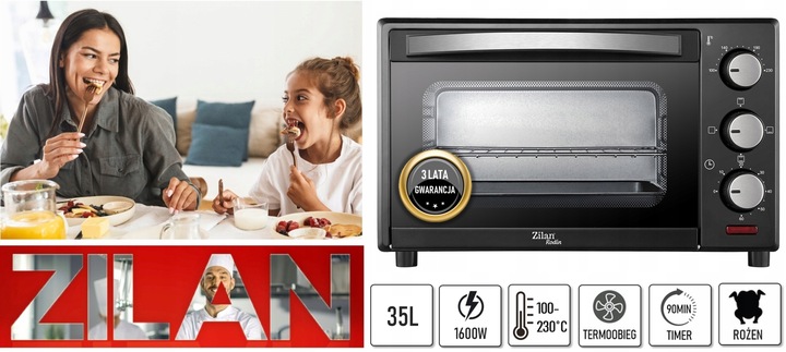 PIEKARNIK ELEKTRYCZNY 35L TERMOOBIEG+ROŻEN+GRILL