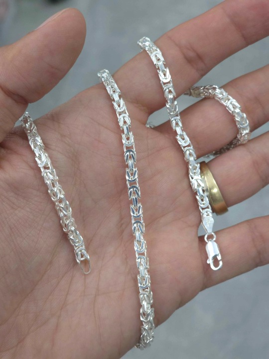 SREBRNY ŁAŃCUCH MĘSKI SPLOT KRÓLEWSKI 50 cm 4 mm SREBRO 925 GRAWER M.JOPEK